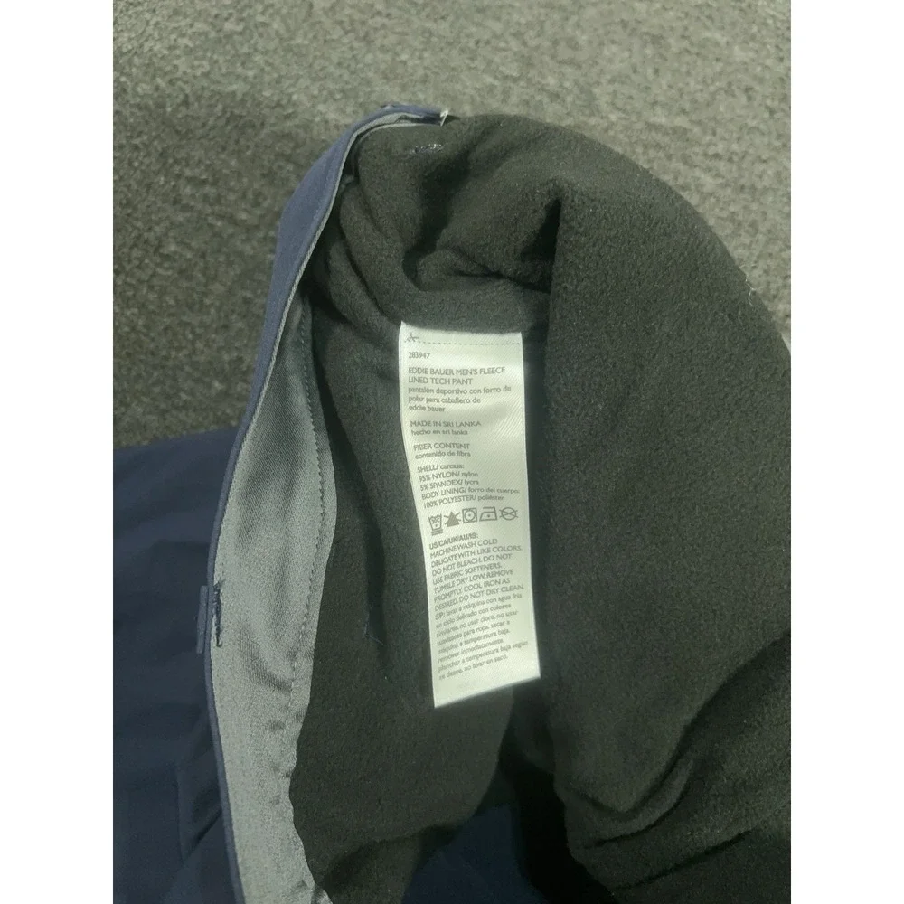 New Eddie Bauer Fleece Lined Tech Pants Men's 36x32 Navy Blue Outdoors Gorpcore